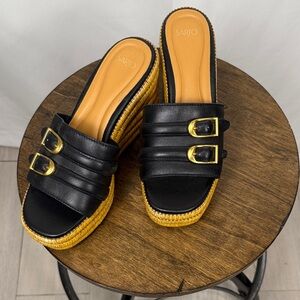 SARTO By Franco Sarto Black and Tan Platform Sandals